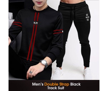 Mens Double Strap Black Track Suit